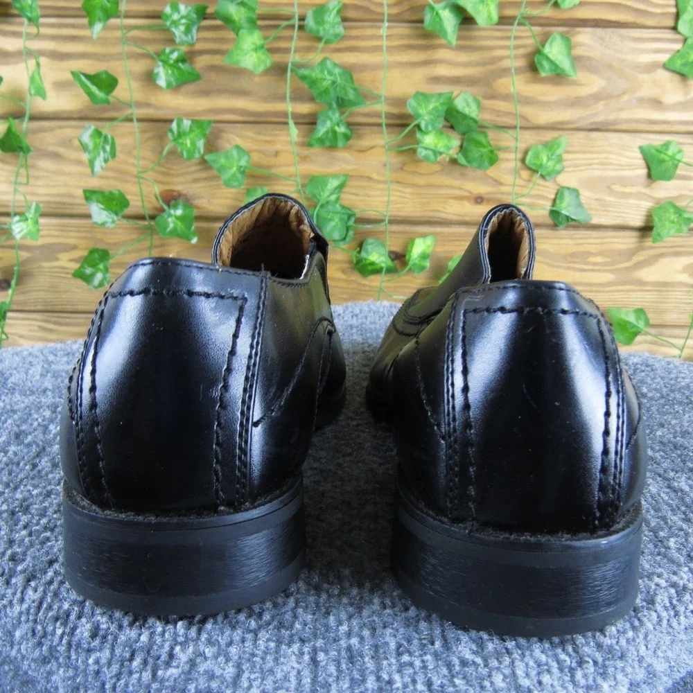 Joseph Abboud Men 8.5 Black Leather Slip On Dress Shoes‎ Classic Square Toe